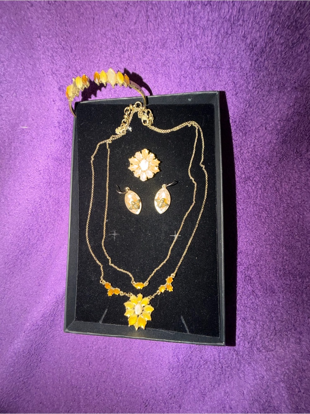 Lucky Brand Gold-Tone Necklace, Bracelet, Earrings & Ring with Honey Bee Motif!